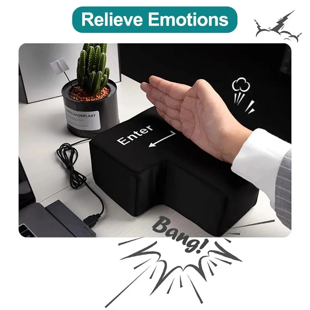 Big USB Enter Key Anti Stress Button Decompression Computer Any Vent Pillows Button Desktop Pillow For Programmer Big Enter Key