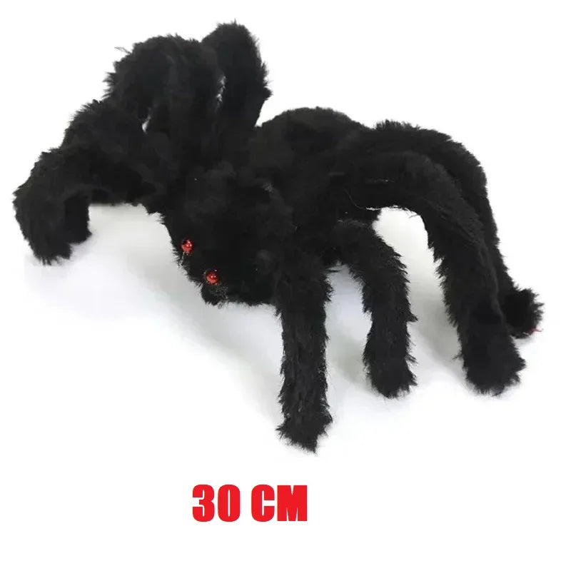 Halloween Big Plush Spider Horror Halloween Decoration Party Prop Outdoor Giant Spider Decor 30-200cm Chamber Prank Black Spider