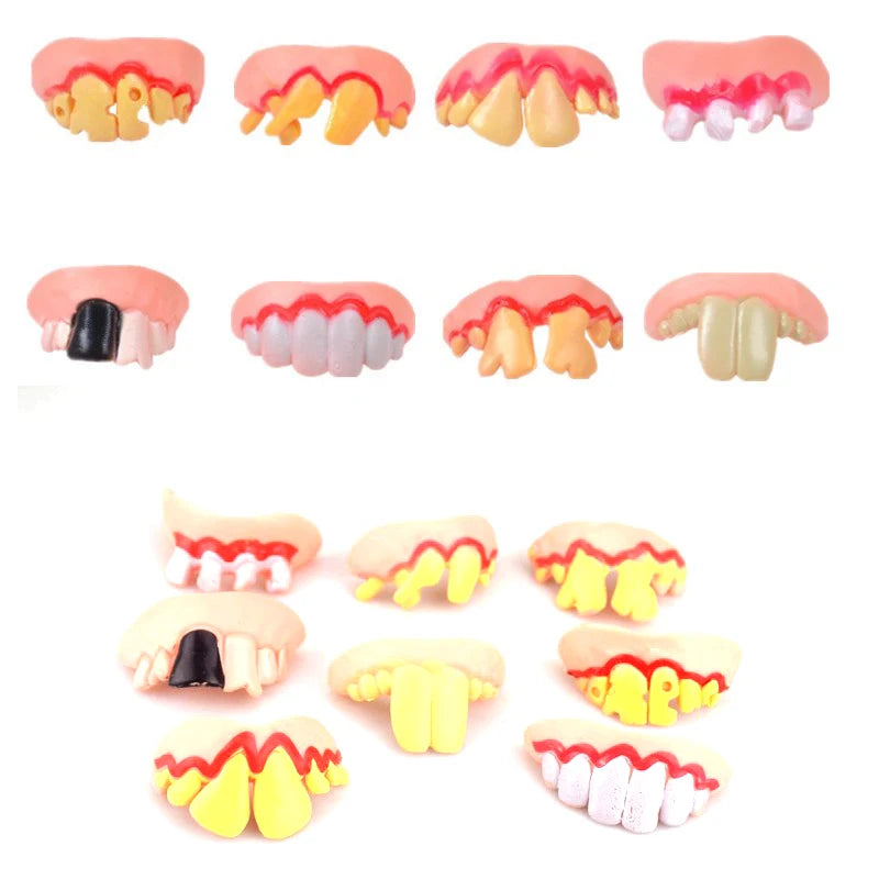 5 pcs Halloween Decoration Funny Joke Tooth C Rotten Teeth Party Bags Fancy Dress Creative Prank Horror Toys Funny Gadgets
