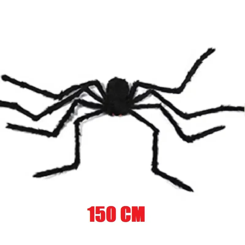 Halloween Big Plush Spider Horror Halloween Decoration Party Prop Outdoor Giant Spider Decor 30-200cm Chamber Prank Black Spider