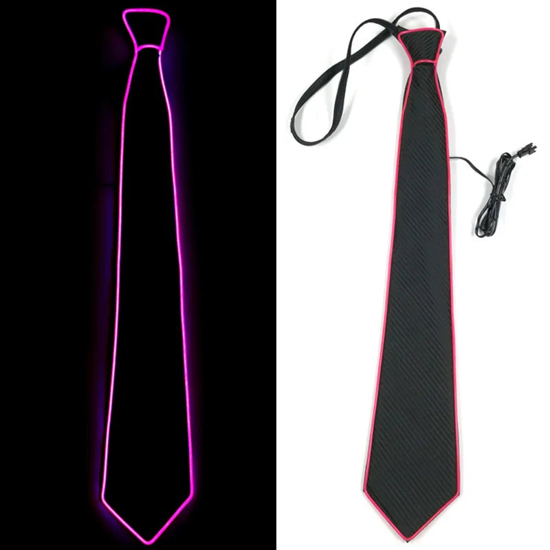 New Style Light Up Neon Bowtie EL Wire LED Necktie Glowing Luminous Bar Party Tie Christmas Decor Rave Costume Accessories