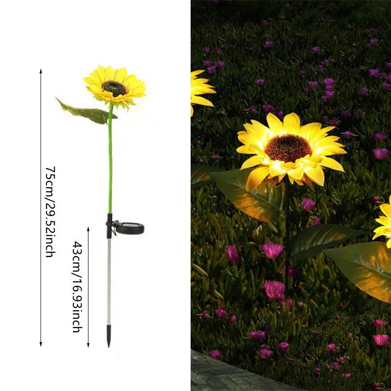 LED Solar Sunflower Outdoor Lawn Light IP65 Waterproof Pathway Yard Wedding Holiday Garden Decoration Solar Flowers Lamp