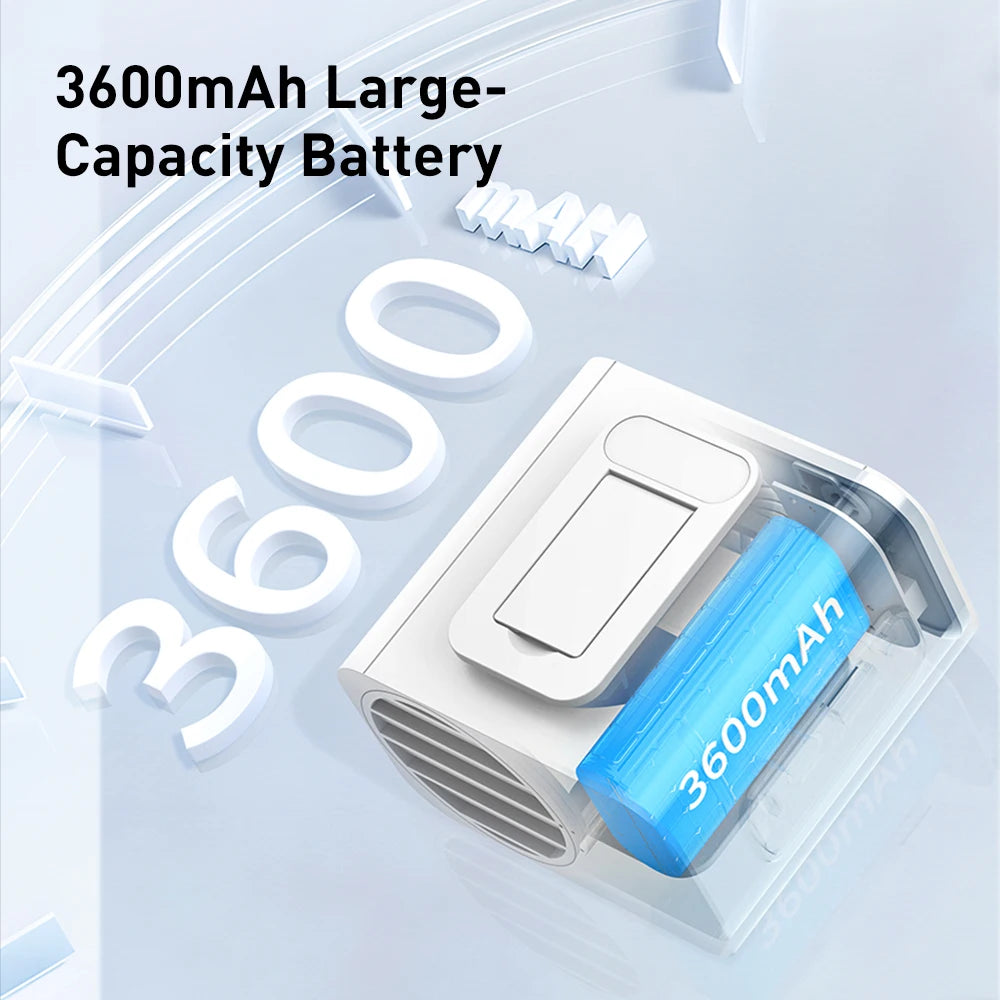 Vissko Outdoor Waist Mounted Fan Polymer Battery Anti Drop Shock Absorption USB Portable with Bladeless Hanging Neck Fan