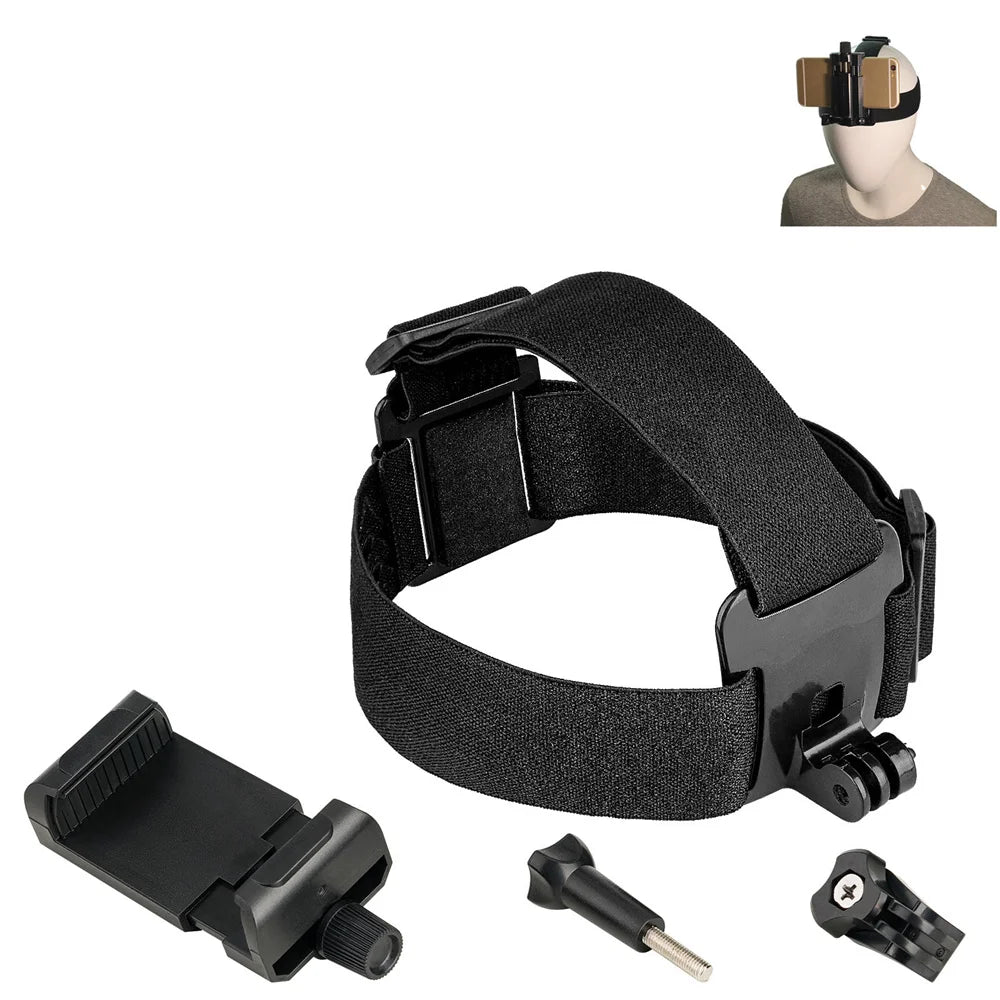 Universal Smartphone Head Strap Mount With Mobile Phone Holder Clip for Iphone 14 13 Xiaomi Huawei Samsung for Action Camera POV