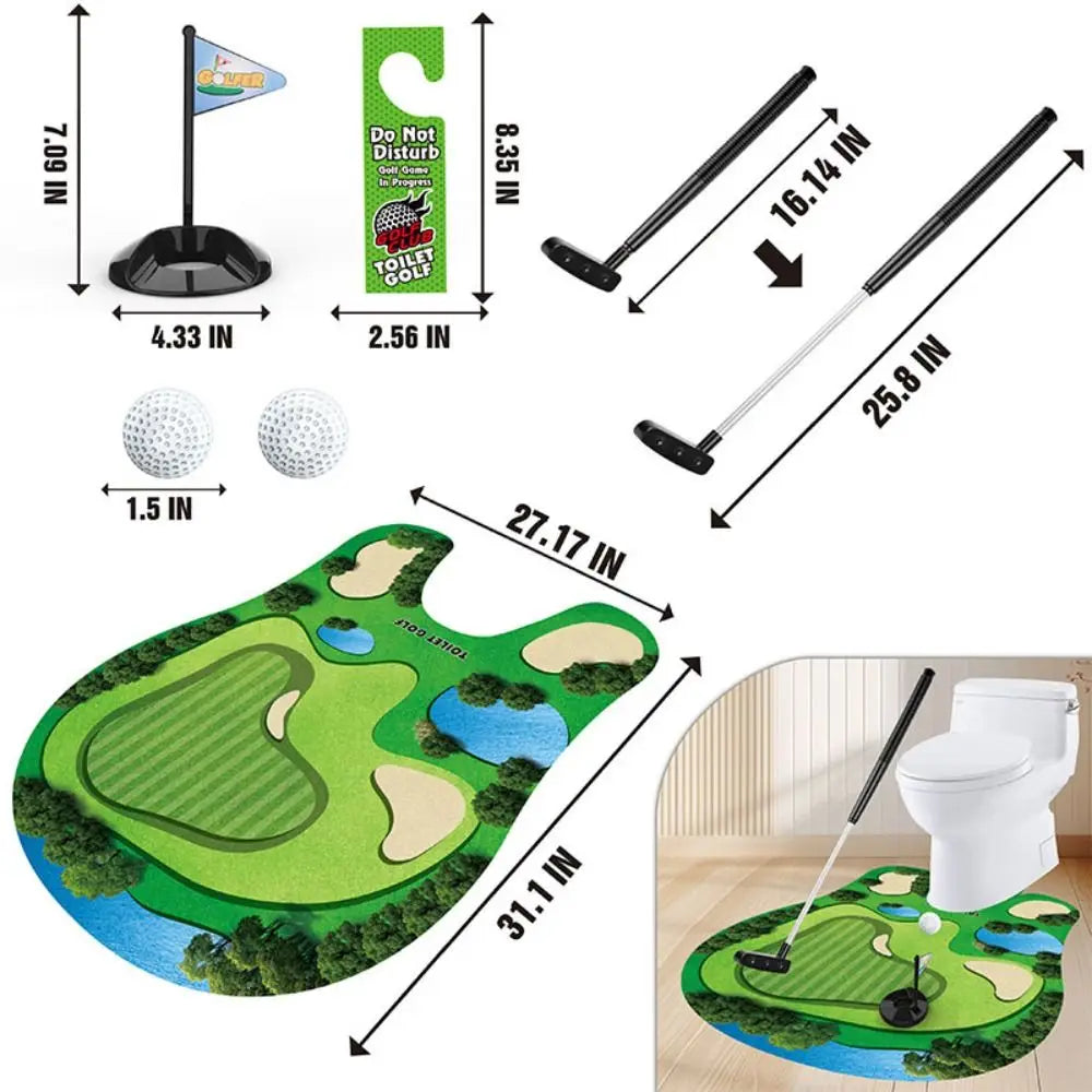 Golf Accessories Mini Toilet Golf Game Funny Creative Mini Golf Practice Set Green Felt Relax Golf Sport Set Children's Toy