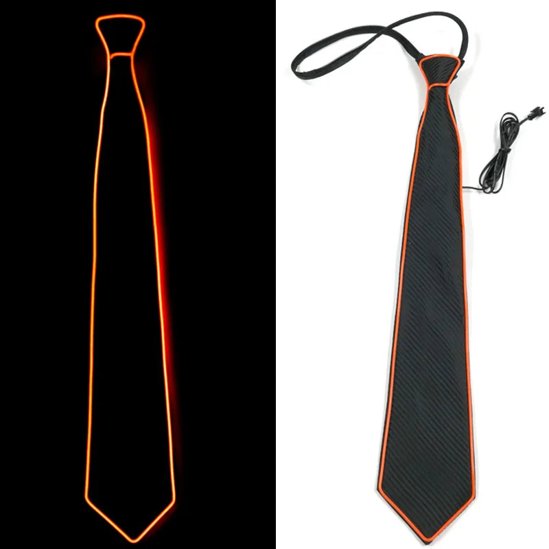 Flashing Neon Light LED Tie Halloween Christmas Dance Supplies Wedding Performance Decoration Luminous EL Wire Necktie