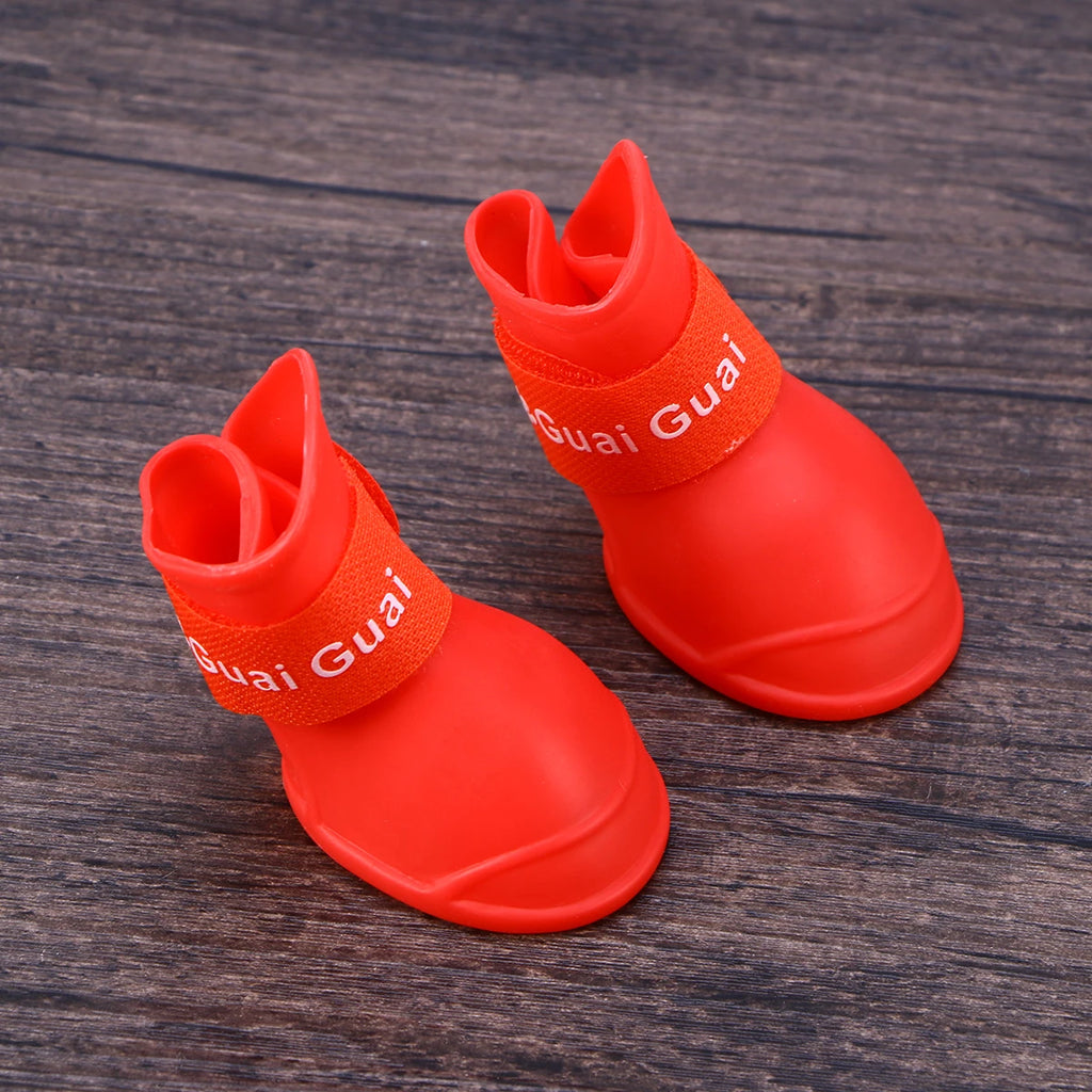 Chihuahua Shoes for Dogs Pet Non-slip Rain Boots Water Resistant Red Booties Waterproof