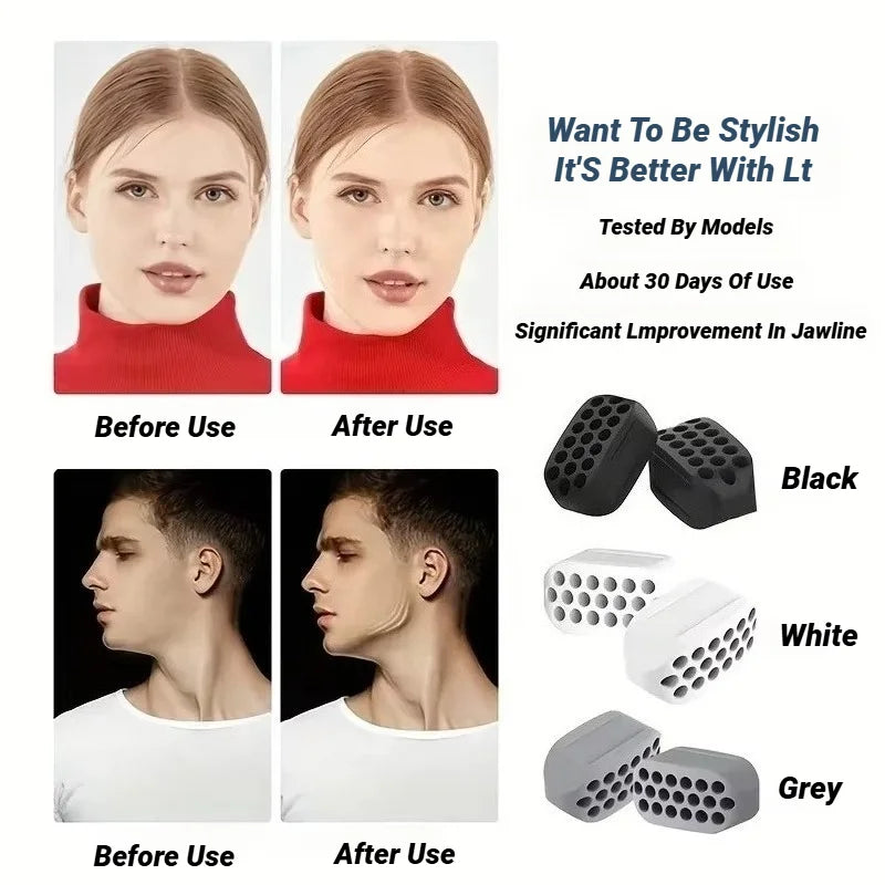 1/2Pcs Large Jaw Exerciser Fitness Jawline Muscle Training Double Chin Reducer Neck Face Slimming Mouth Jawliner Silicone Chew