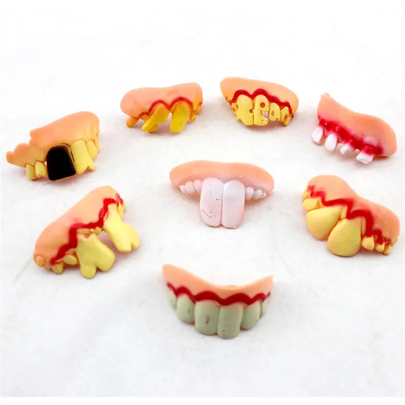 5 pcs Halloween Decoration Funny Joke Tooth C Rotten Teeth Party Bags Fancy Dress Creative Prank Horror Toys Funny Gadgets