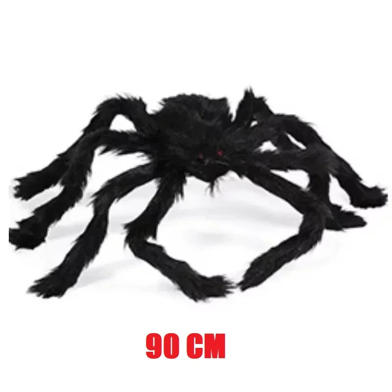 Halloween Big Plush Spider Horror Halloween Decoration Party Prop Outdoor Giant Spider Decor 30-200cm Chamber Prank Black Spider