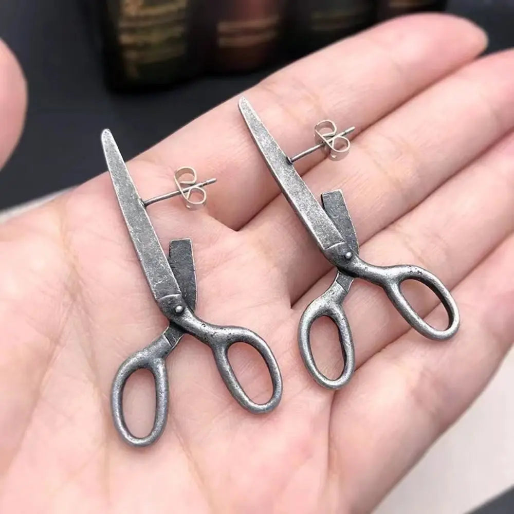 Exaggerated Weird Scissors Earrings Cool Ear Studs Cutter Earrings Studs Vintage Rock Shear Stud Earrings Party