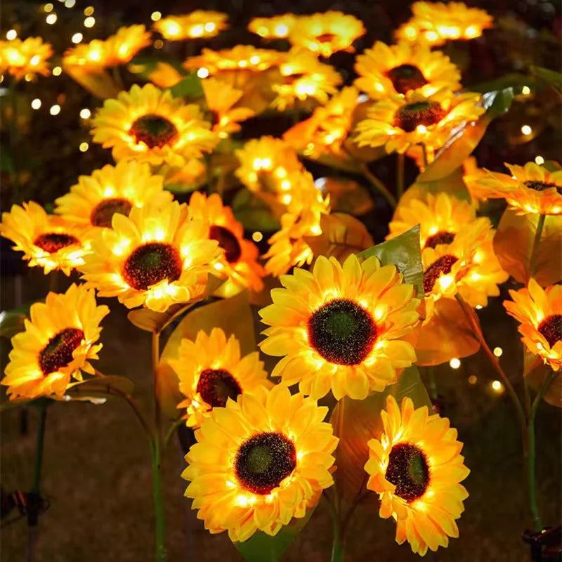 LED Solar Sunflower Outdoor Lawn Light IP65 Waterproof Pathway Yard Wedding Holiday Garden Decoration Solar Flowers Lamp