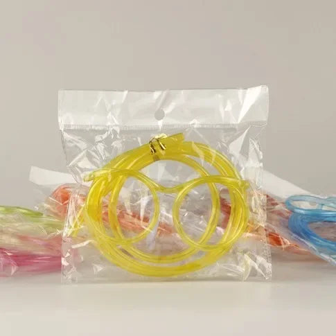 Funny Soft Glasses Straw Baby Flexible Drinking Tube Kids Crazy DIY Straws Creative Toys Children Birthday Party Toy Accessories