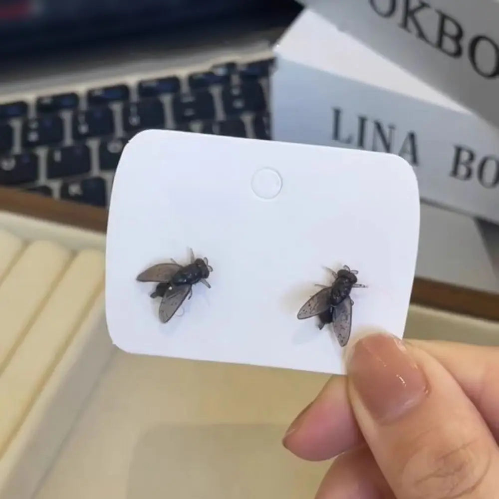 Fashion Creative Flies Studs Earrings Prank Simulation Mini Fly Earrings Realistic Funny Mosquito Ear Stud Popular Accessories