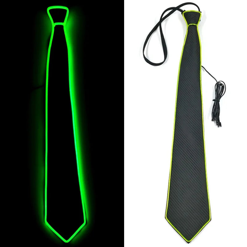 Flashing Neon Light LED Tie Halloween Christmas Dance Supplies Wedding Performance Decoration Luminous EL Wire Necktie