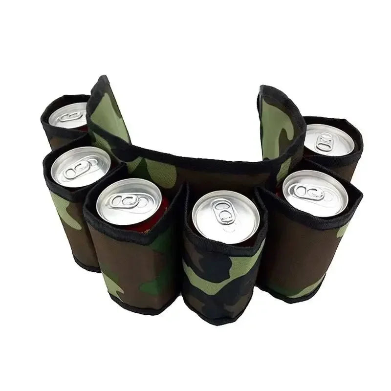 6-Pack Outdoor Beer Belt - Portable Durable Fabric Waist Bag for Hiking/Parties - Easy Carry Beverage Holder