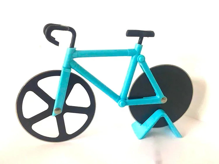Creative Dual Pizza Cutter Stainless Steel Bike Wheel Rolling Slicers Cutting Knife Non-stick Pizza Cake Hob Kitchen OK 0991