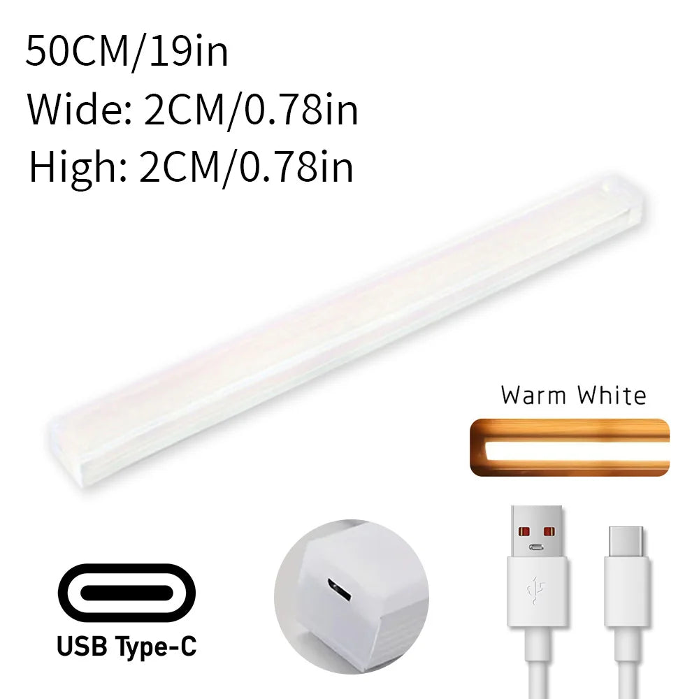 Cabinet Light USB Rechargeable Motion Sensor LED Bar Light Induction Night Light Portable for Kitchen Bedside Wardrobe Closet