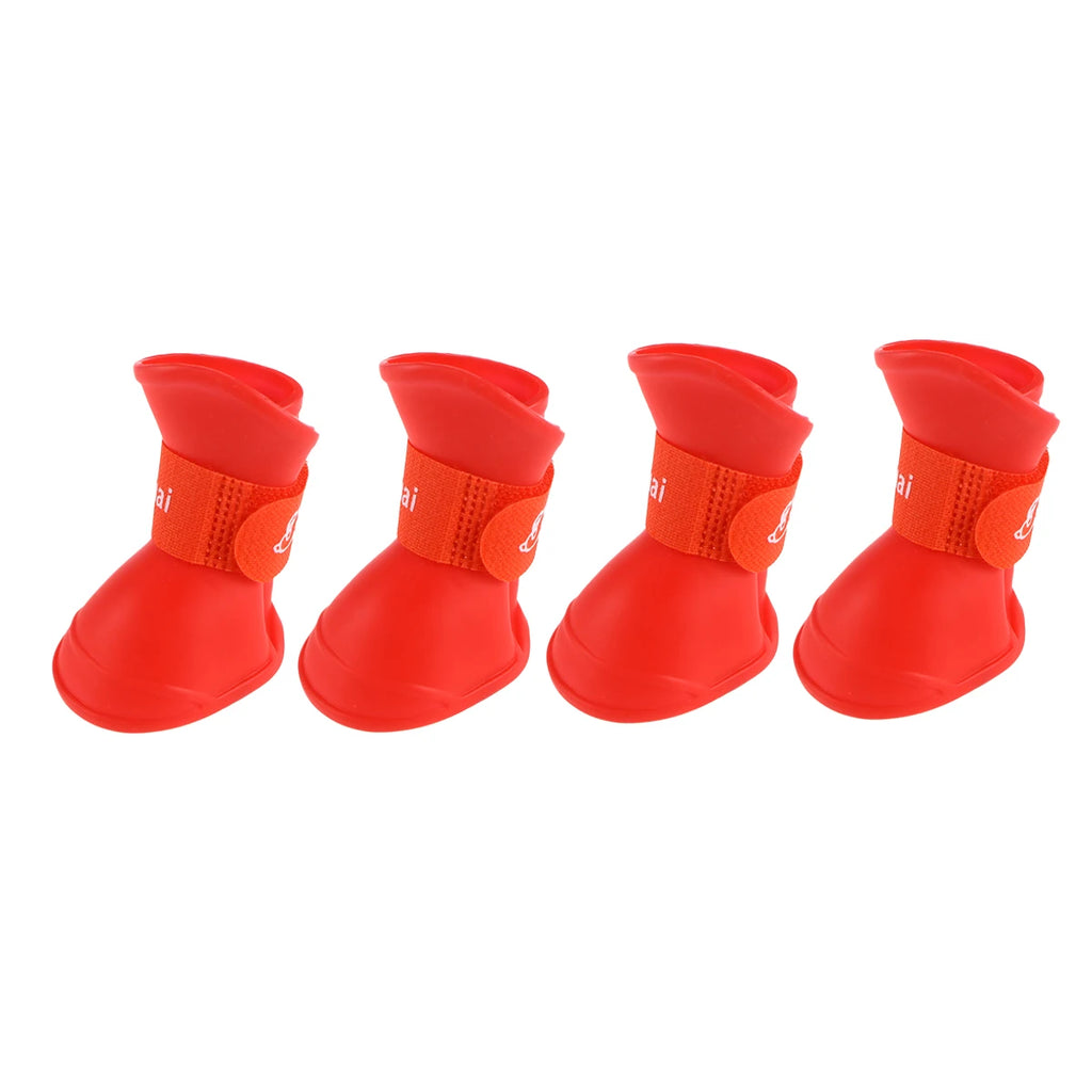 Chihuahua Shoes for Dogs Pet Non-slip Rain Boots Water Resistant Red Booties Waterproof