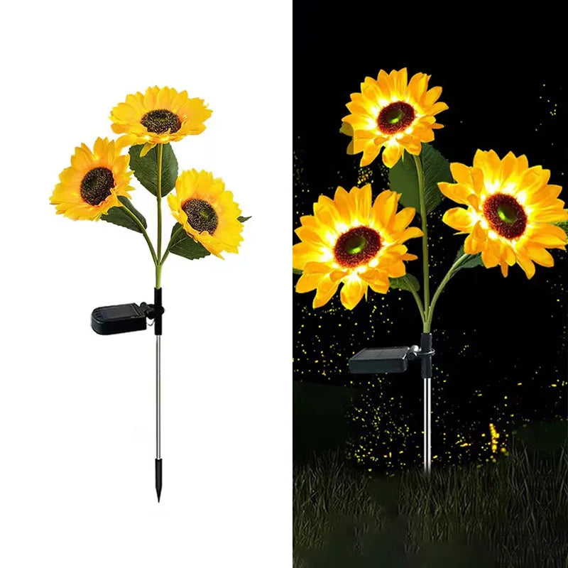 LED Solar Sunflower Outdoor Lawn Light IP65 Waterproof Pathway Yard Wedding Holiday Garden Decoration Solar Flowers Lamp