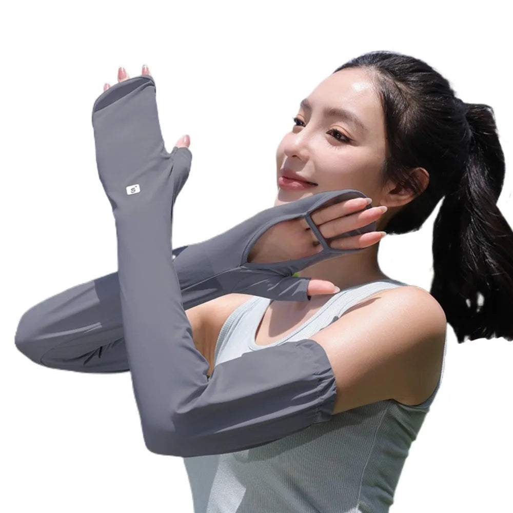 Protect Hand Ice Silk Sleeves Anti-UV Full Wrap Sunscreen Sleeve Sun Protection UV Insulation Cycling Sleeve Gloves Outdoor