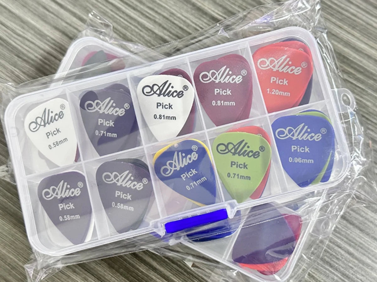 Alice Guitar Pick Mixed ABS Premium Matte Anti-Skid Guitar Pick 24/50/100 Pieces w/ Pick Box /for Acoustic Electric/Ukulele