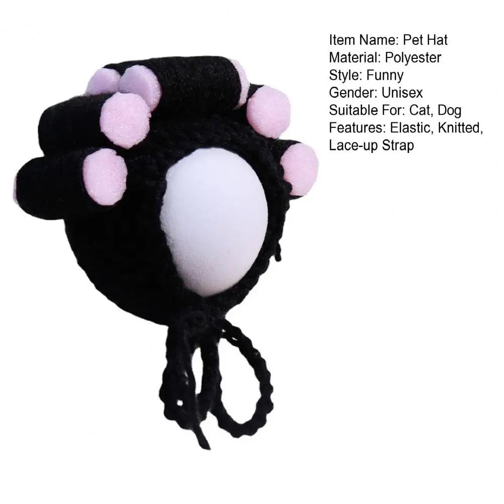 Funny Pet Hat Wig With Hair Rollers Elastic Knitted Lace-up Strap Anti-slip Curly Hair Cat Party Cosplay Headdress Cat Dog Cap