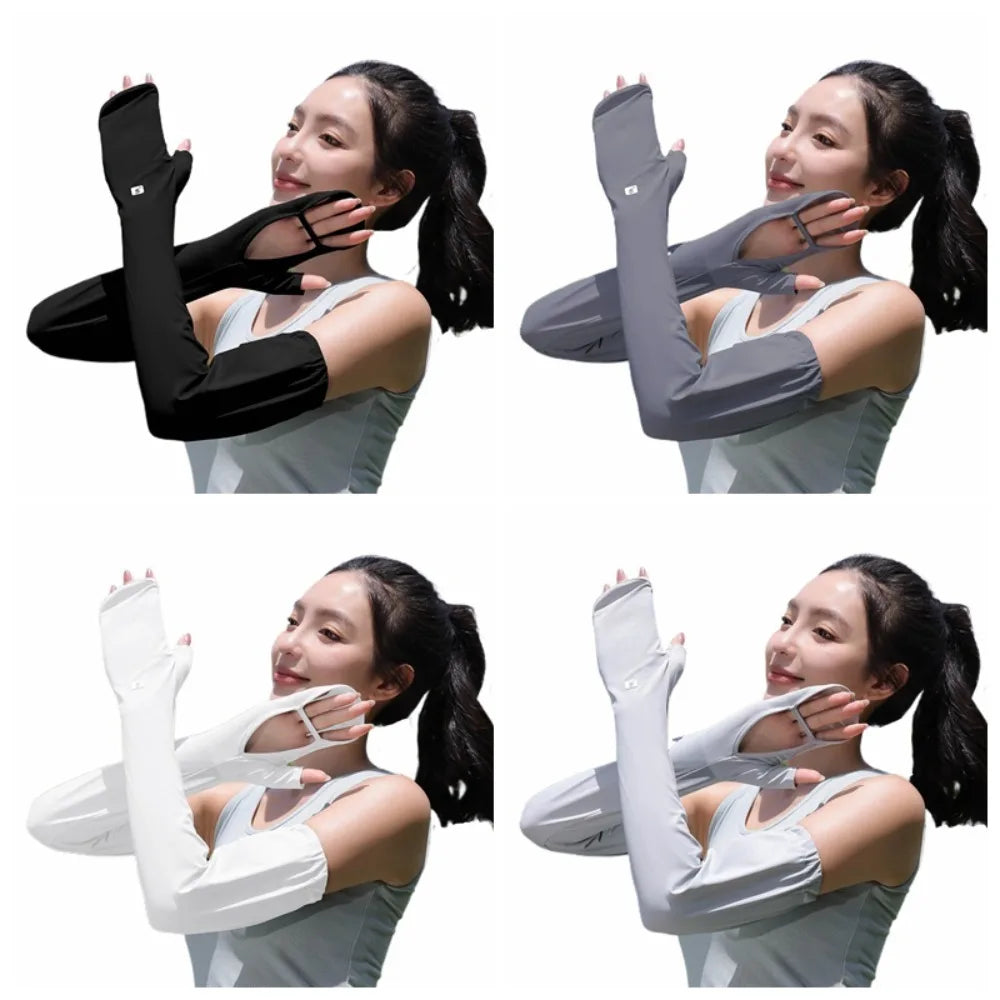 Protect Hand Ice Silk Sleeves Anti-UV Full Wrap Sunscreen Sleeve Sun Protection UV Insulation Cycling Sleeve Gloves Outdoor