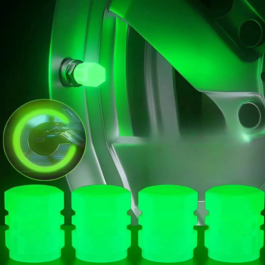10Pcs Luminous Valve Caps Fluorescent Night Glowing Decor Car Motorcycle Bicycle Wheel HubValve Stem Cap Styling Car Accessories