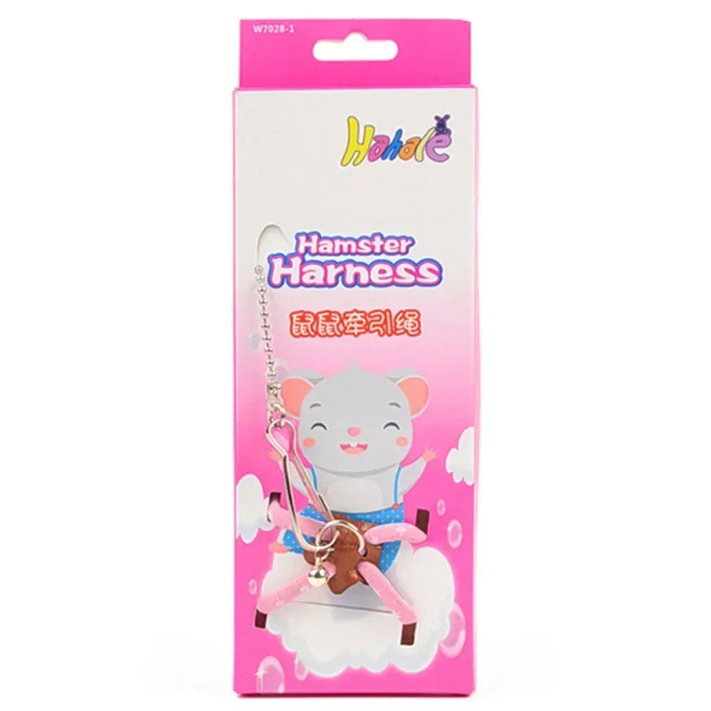 Pet Adjustable Soft Harness Bell Leash Set Mouse Hamster Ferrets Rat Pet Pig Leash Hamster Harness Rope Anti-bite Pet Walking