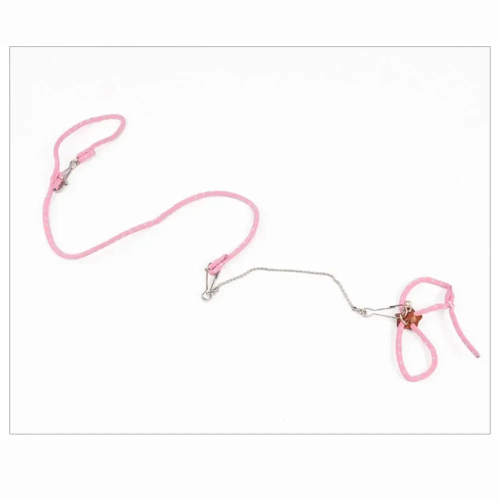 Pet Adjustable Soft Harness Bell Leash Set Mouse Hamster Ferrets Rat Pet Pig Leash Hamster Harness Rope Anti-bite Pet Walking