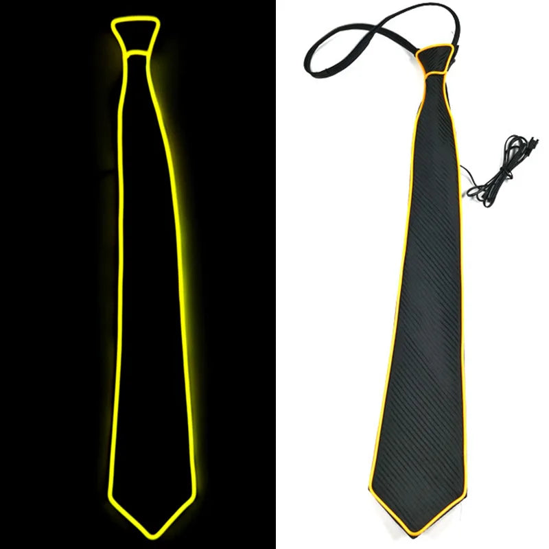 New Style Light Up Neon Bowtie EL Wire LED Necktie Glowing Luminous Bar Party Tie Christmas Decor Rave Costume Accessories