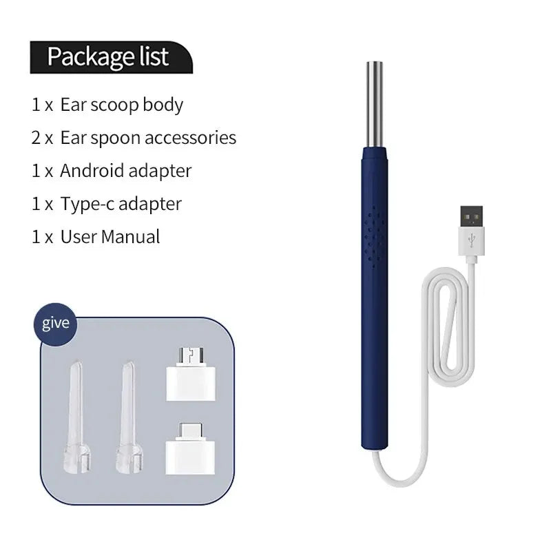 Smart Ear Cleaning Endoscope Spoon Mini Camera Ear Picker Ear Wax Removal Visual Ear Mouth Nose Otoscope Support Android PC