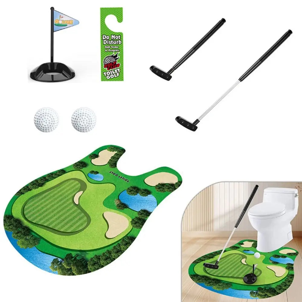 Golf Accessories Mini Toilet Golf Game Funny Creative Mini Golf Practice Set Green Felt Relax Golf Sport Set Children's Toy