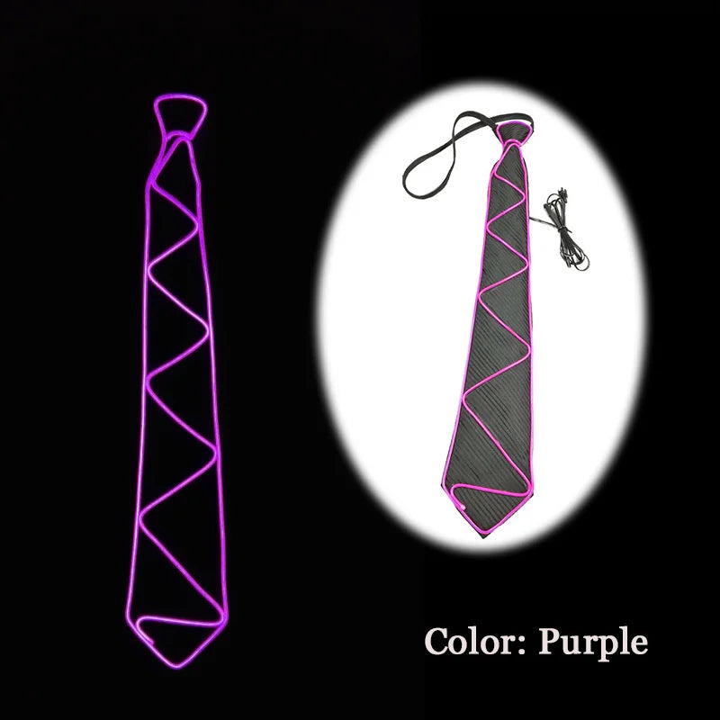 New Style Light Up Neon Bowtie EL Wire LED Necktie Glowing Luminous Bar Party Tie Christmas Decor Rave Costume Accessories