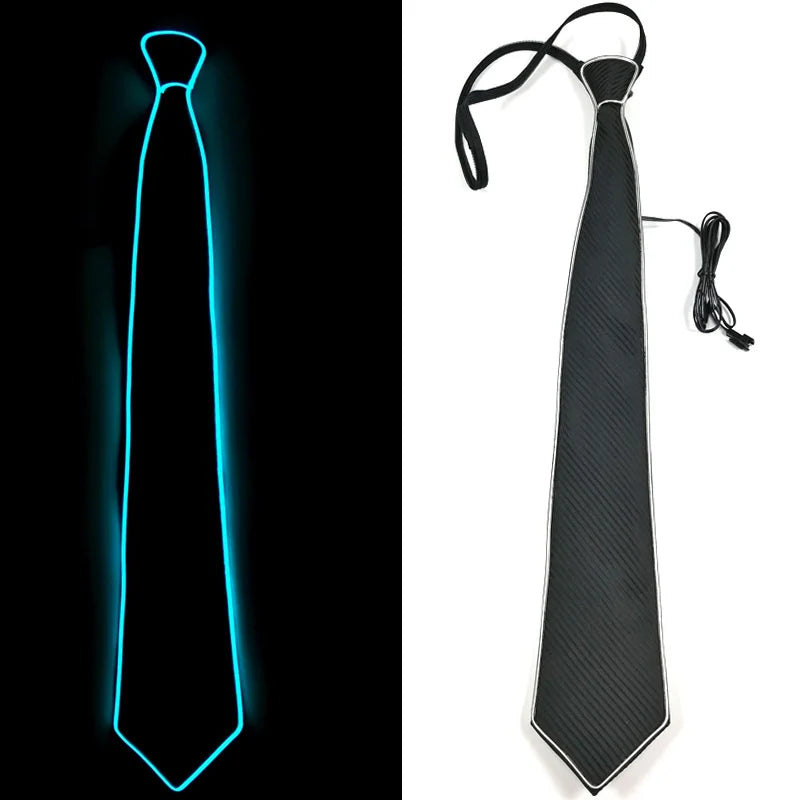 Flashing Neon Light LED Tie Halloween Christmas Dance Supplies Wedding Performance Decoration Luminous EL Wire Necktie