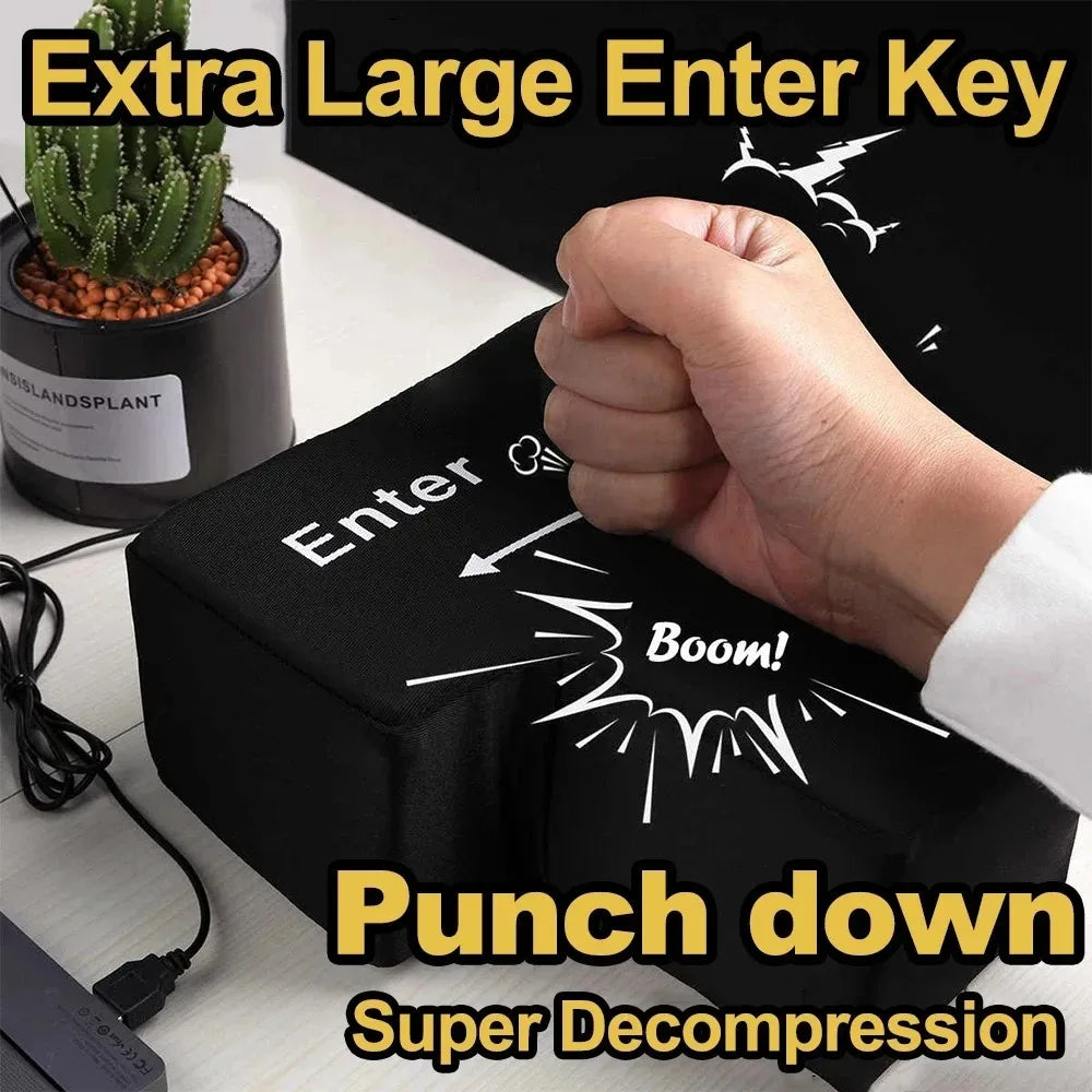 Big USB Enter Key Anti Stress Button Decompression Computer Any Vent Pillows Button Desktop Pillow For Programmer Big Enter Key