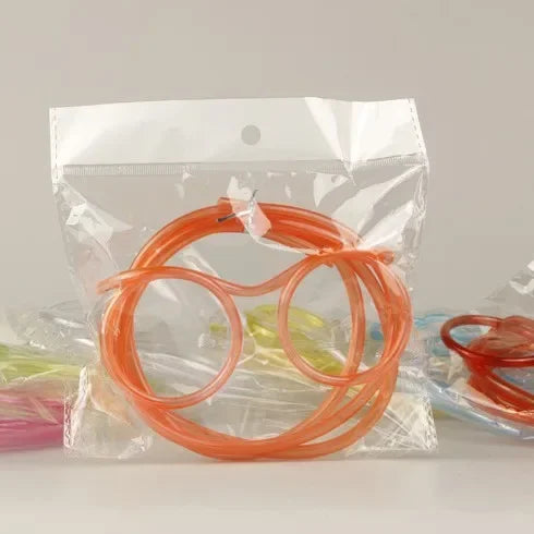 Funny Soft Glasses Straw Baby Flexible Drinking Tube Kids Crazy DIY Straws Creative Toys Children Birthday Party Toy Accessories