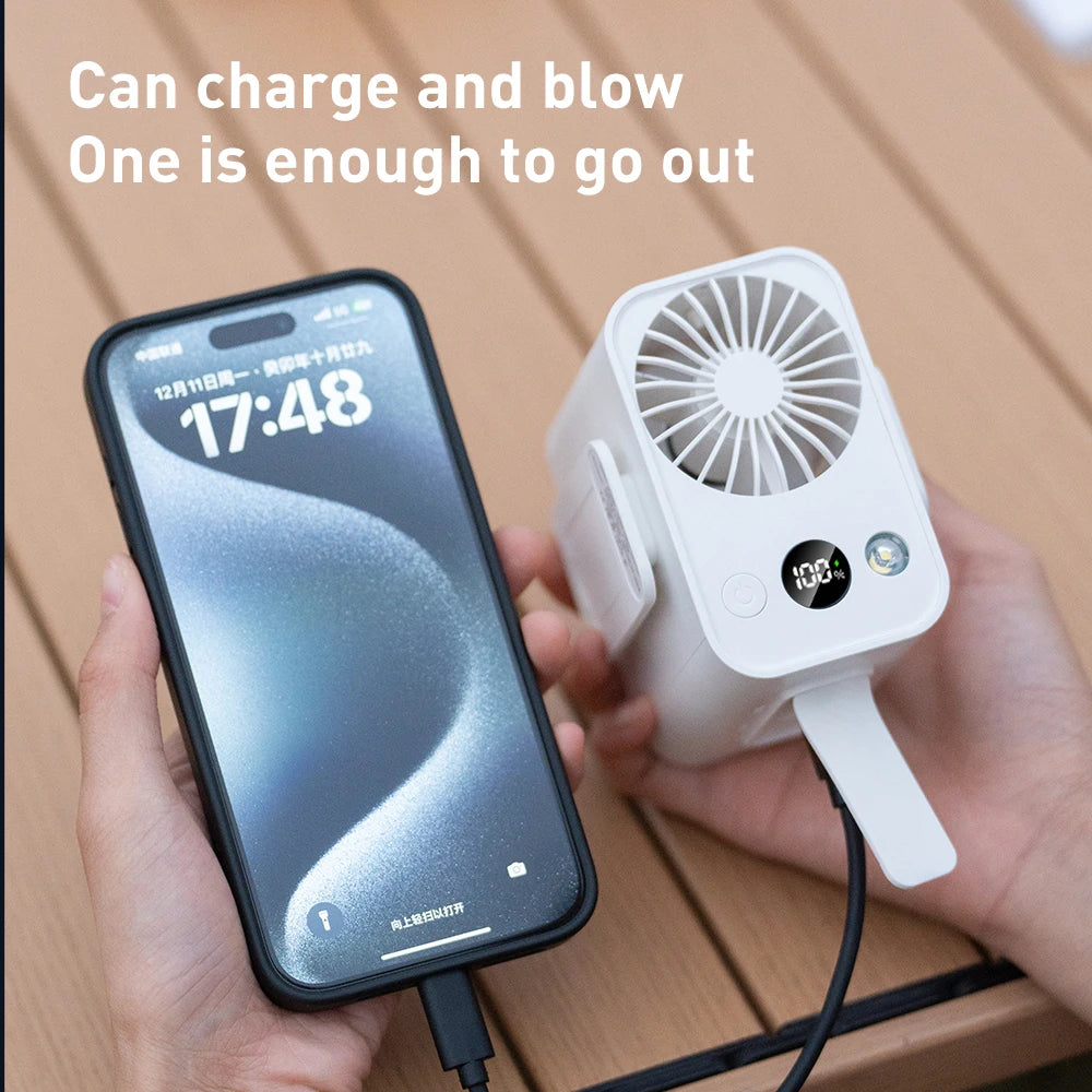 Vissko Outdoor Waist Mounted Fan Polymer Battery Anti Drop Shock Absorption USB Portable with Bladeless Hanging Neck Fan