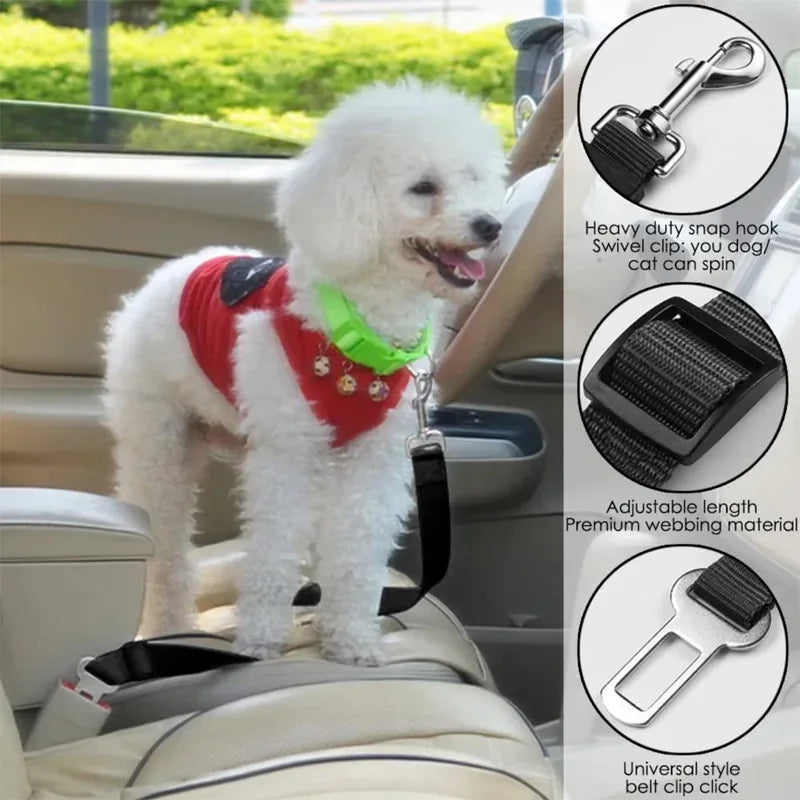 1/2/7Pcs Adjustable Pet Cat Dog Car Seat Belt Pet Seat Dog Harness Lead Clip Safety Lever Traction Dog Collars Dogs Accessoires