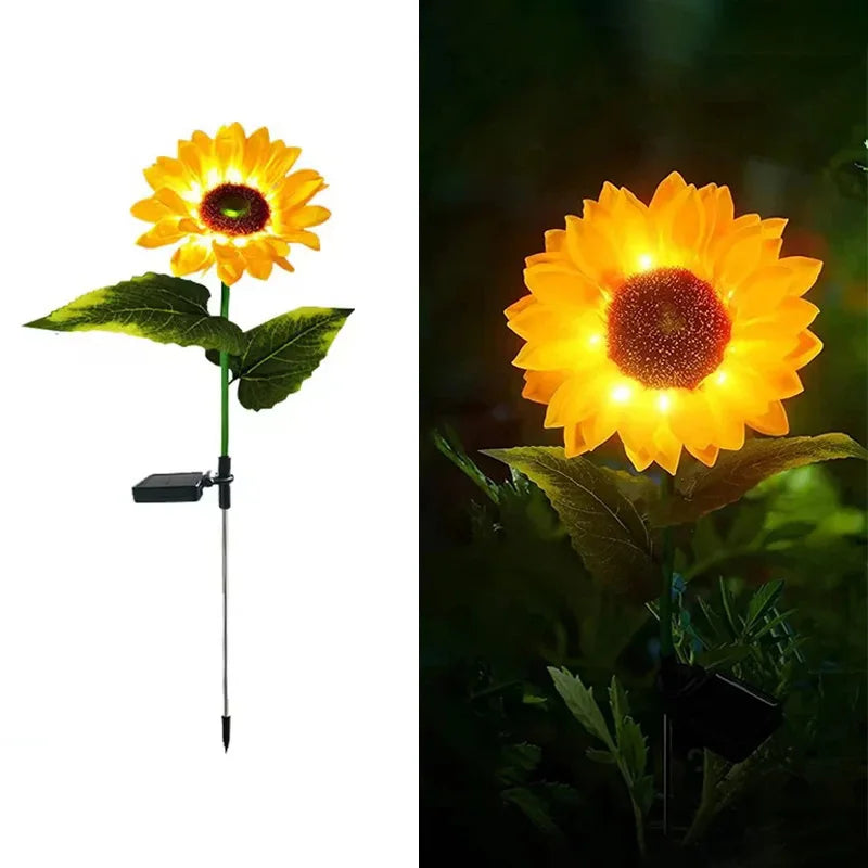LED Solar Sunflower Outdoor Lawn Light IP65 Waterproof Pathway Yard Wedding Holiday Garden Decoration Solar Flowers Lamp