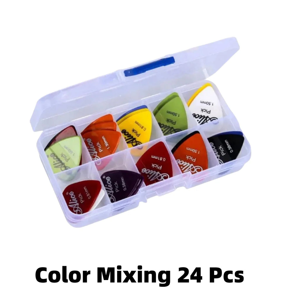 Alice Guitar Pick Mixed ABS Premium Matte Anti-Skid Guitar Pick 24/50/100 Pieces w/ Pick Box /for Acoustic Electric/Ukulele