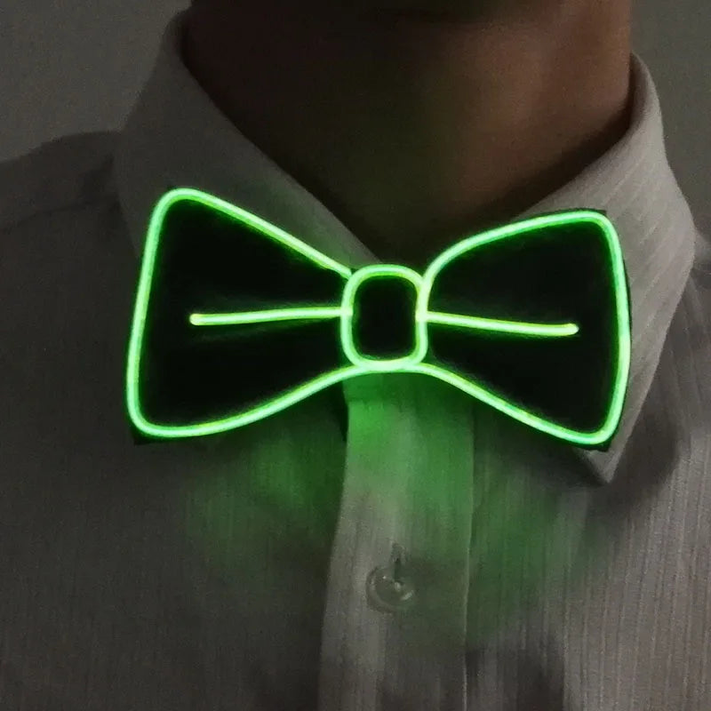New Style Light Up Neon Bowtie EL Wire LED Necktie Glowing Luminous Bar Party Tie Christmas Decor Rave Costume Accessories