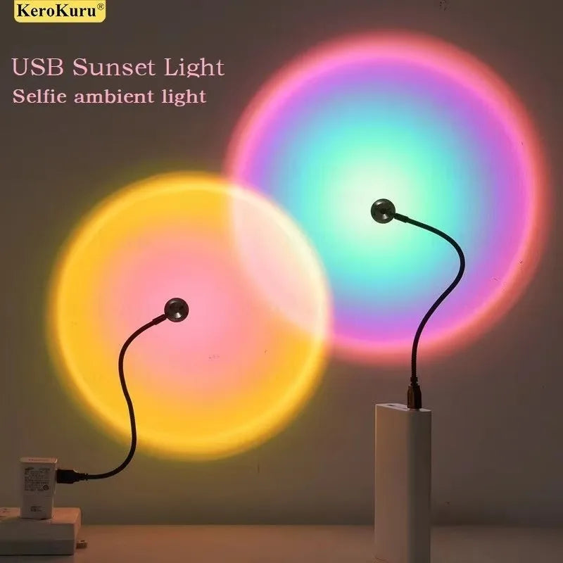 USB Sunset Sunset Ambiance Light Self Photography Light LED Rainbow Neon Night Light Projector Photography Wall Atmosphere Light