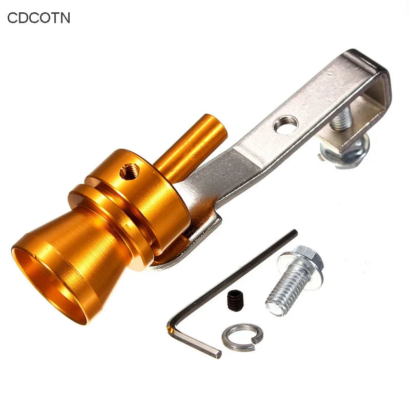 Gold Motorbike Car Blow Off Turbo Whistle Exhaust Muffler Pipe Aluminum Simulator Sound Pipe Car Motorcycle S/M/L/XL Car Styling