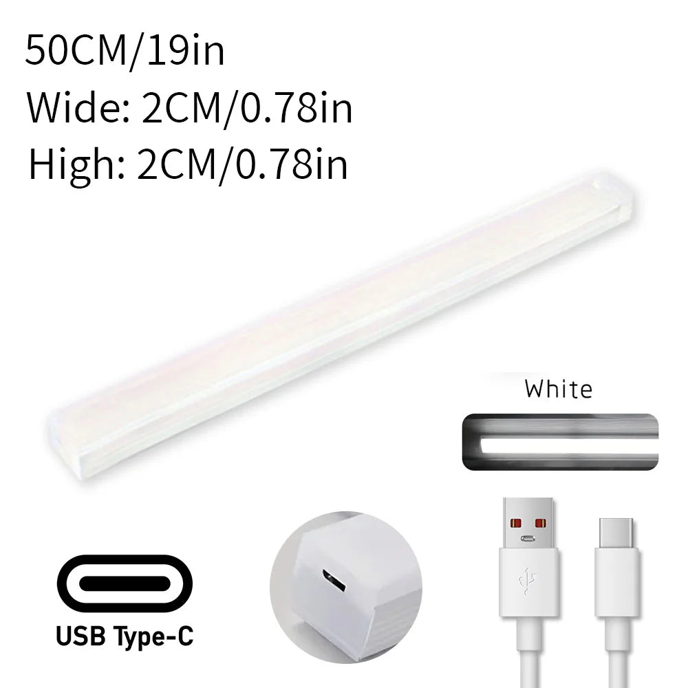Cabinet Light USB Rechargeable Motion Sensor LED Bar Light Induction Night Light Portable for Kitchen Bedside Wardrobe Closet