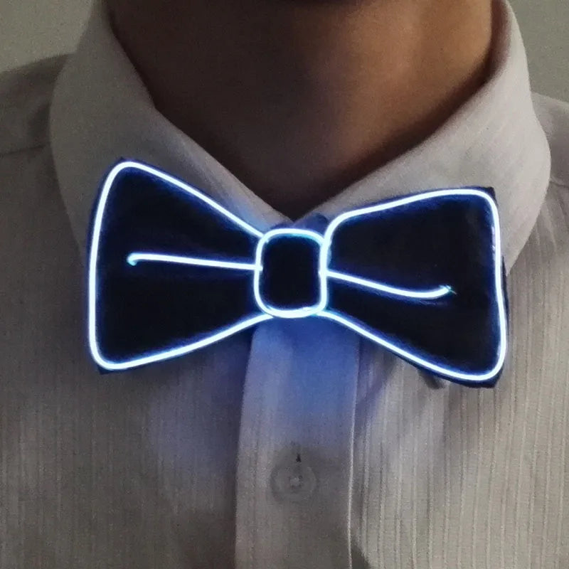 New Style Light Up Neon Bowtie EL Wire LED Necktie Glowing Luminous Bar Party Tie Christmas Decor Rave Costume Accessories