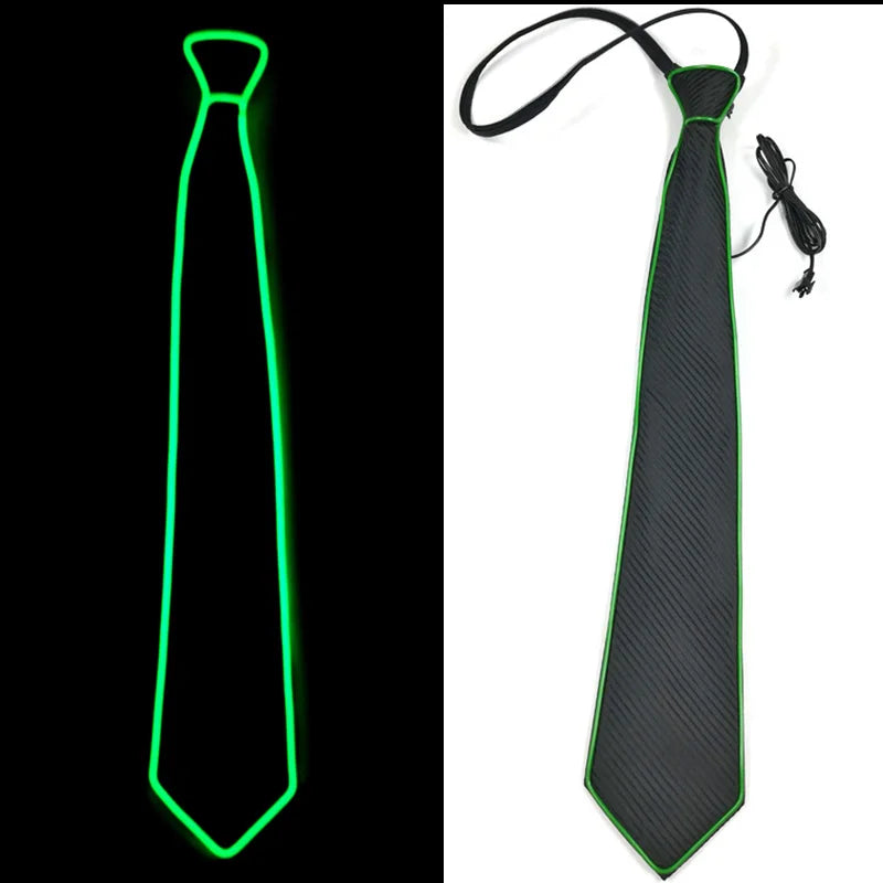 Flashing Neon Light LED Tie Halloween Christmas Dance Supplies Wedding Performance Decoration Luminous EL Wire Necktie