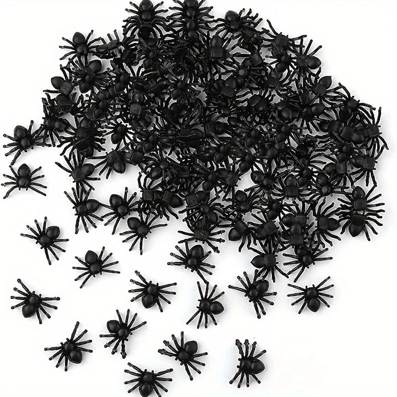 100/50pcs Realistic Spider Christmas Halloween Decoration Plastic Mini Spider Black Scary Spider Prank Haunted House Decorations