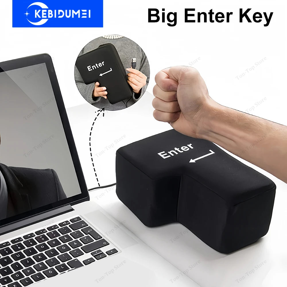 Big USB Enter Key Anti Stress Button Decompression Computer Any Vent Pillows Button Desktop Pillow For Programmer Big Enter Key